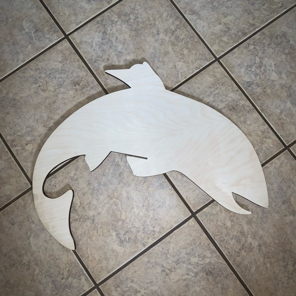 Huge 25-1/2”natural wood fish cutout 1/2” thick